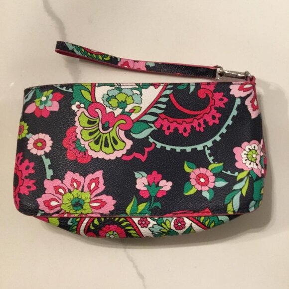 Vera Bradley Classic Wristlet in Retired Petal Paisley Pattern on Vinyl Exterior - Picture 3 of 6